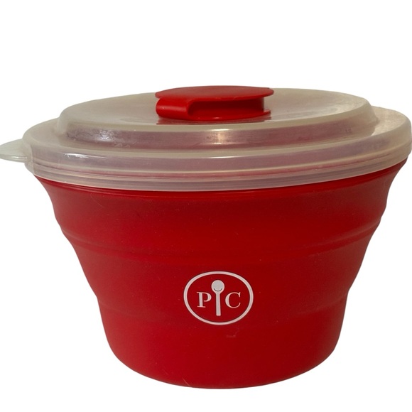 Pampered chef microwave silicone popcorn popper W/ leaflet red EUC - Picture 2 of 11